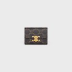 COMPACT WALLET WITH COIN TRIOMPHE IN TRIOMPHE CANVAS TAN